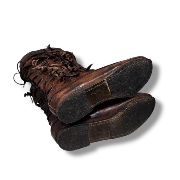 Allsaints Pipaluk Brown Leather Fringe Western Native American Boots Size 38 - Picture 5 of 12